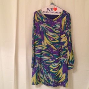 Tahari print long sleeve dress