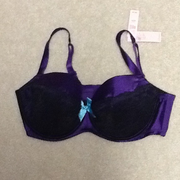 Purple bra with black lace