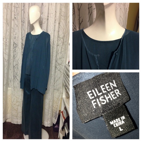Eileen Fisher : silk slacks, tank and jacket