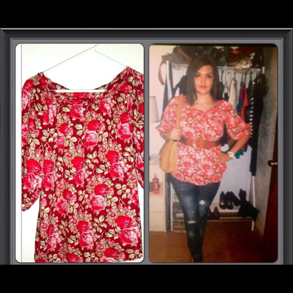 Romantic Red Floral Blouse!!!