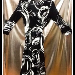 Black White & Gray Knee Length Silky Dress