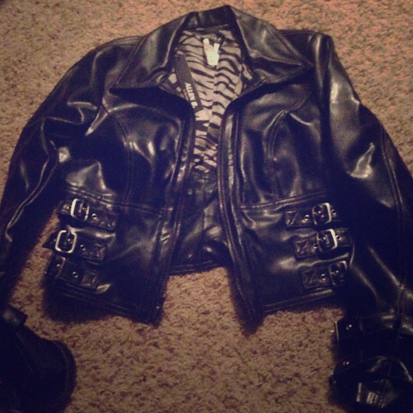Allen B Faux Leather Jacket with Silver Hardware