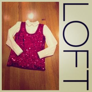 LOFT Pink Sequin Sparkle Tank