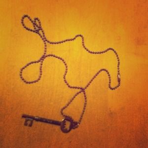 "Save the planet" skeleton key necklace