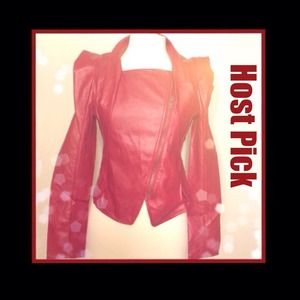 🎉🎉SALE 🎉🎉Asymmetrical red faux leather jacket