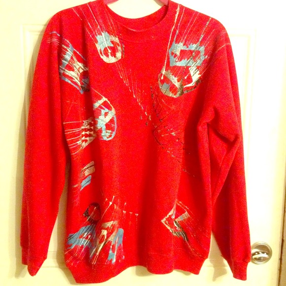 SOLD!!!! 80s ugly puffy paint red sweatshirt!