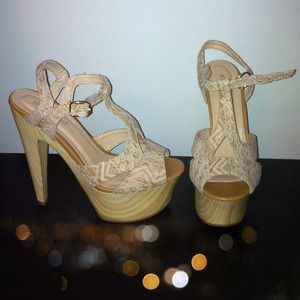 White lace slingback pumps