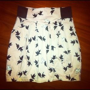Pink/Black/White Birds in Flight Skirt