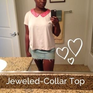 X SOLD X Jeweled-Collar Top