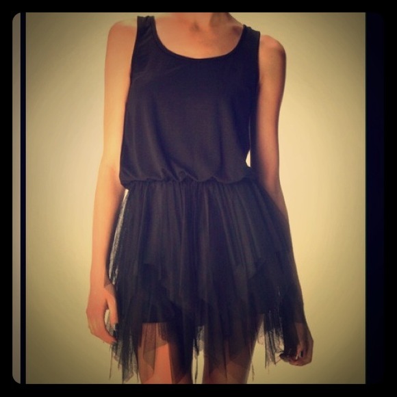 Black tulle tank dress