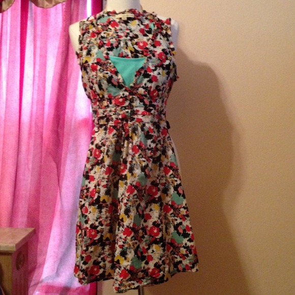 FIRM paint splotched abstract pattern dress