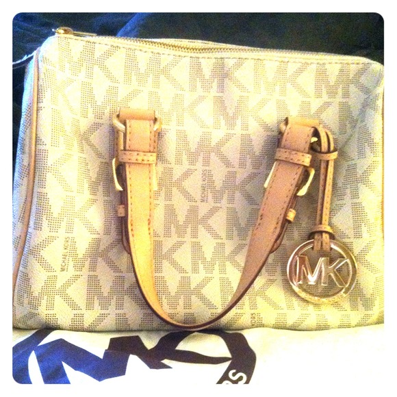 MICHAEL Michael Kors Handbags - Michael Kors Grayson Satchel Logo Medium, Vanilla
