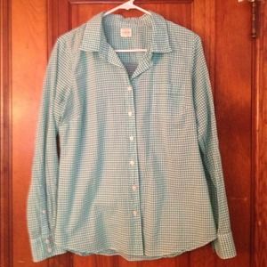 J. Crew Factory Perfect Shirt in green gingham