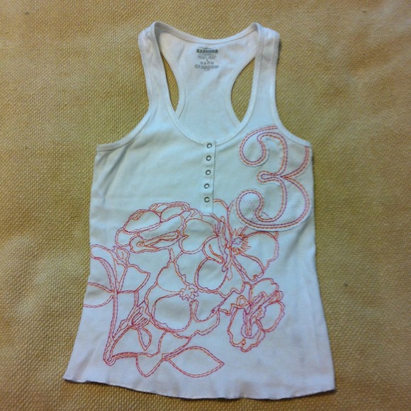 Express Tops - Express white with pink & orange flower design top Express Tops - Express white with pink & orange flower design top