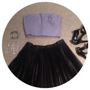 Bebe Genuine Leather Fitted Crop Top