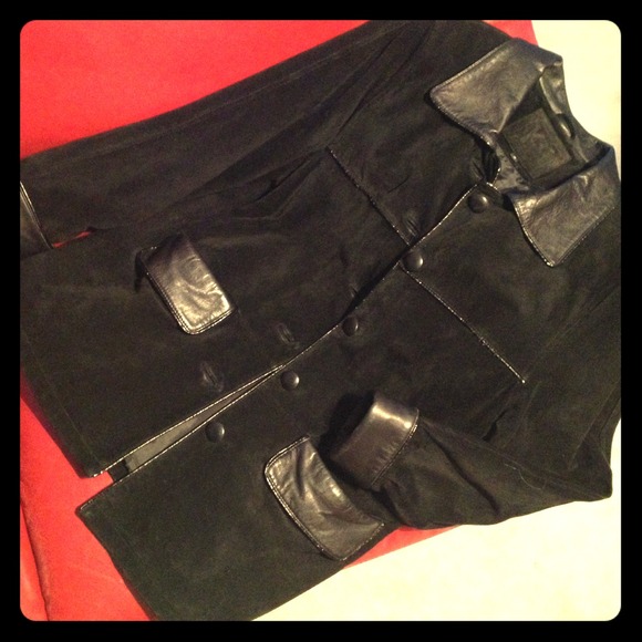 Genuine ⚡Suede/ Leather accent Jacket. Black.