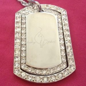 💎 Bling Baby Phat Dog Tag Necklace w/Long Chain💎