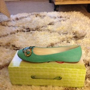 Flat turquoise shoes