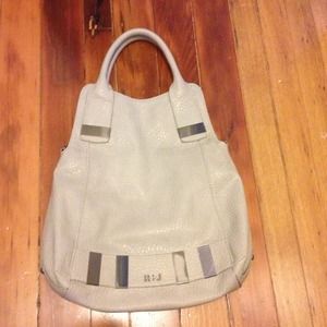 Grey Faux Leather Crossbody Foldover Bag