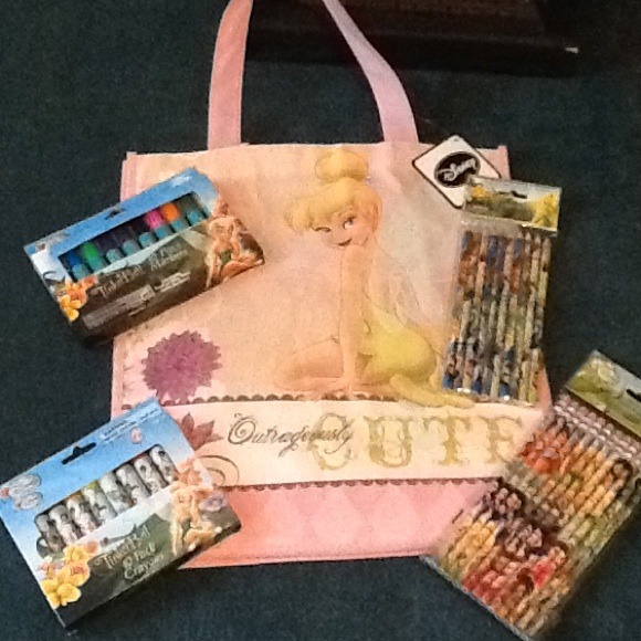 Disney tinker bell and school supplies.