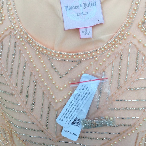 peach beaded sheath dress - Picture 4 of 4