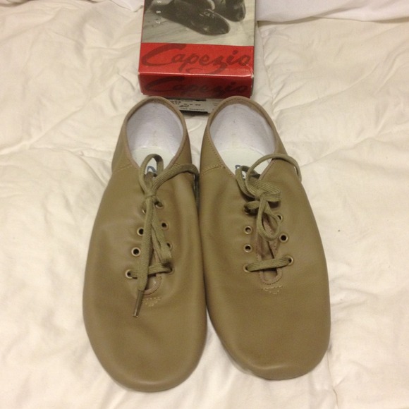 Tan split jazz dance shoes