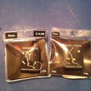 Sterling silver and surgical stainless steel nose