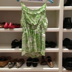 Green and white sheer top