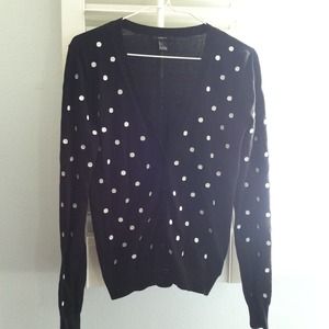 Black and white polka dot cardigan