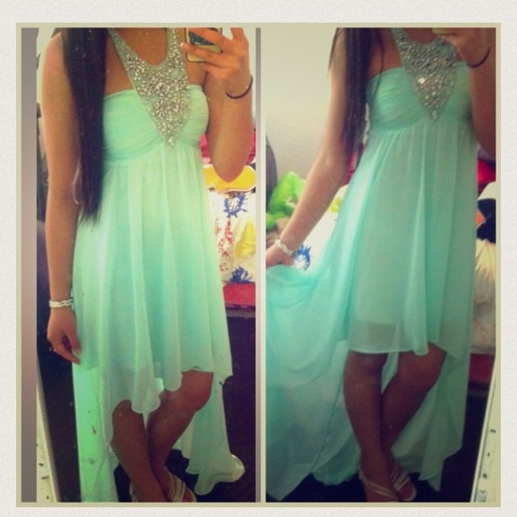 Mint Green/aqua Hi Low prom/homecoming/ball dress