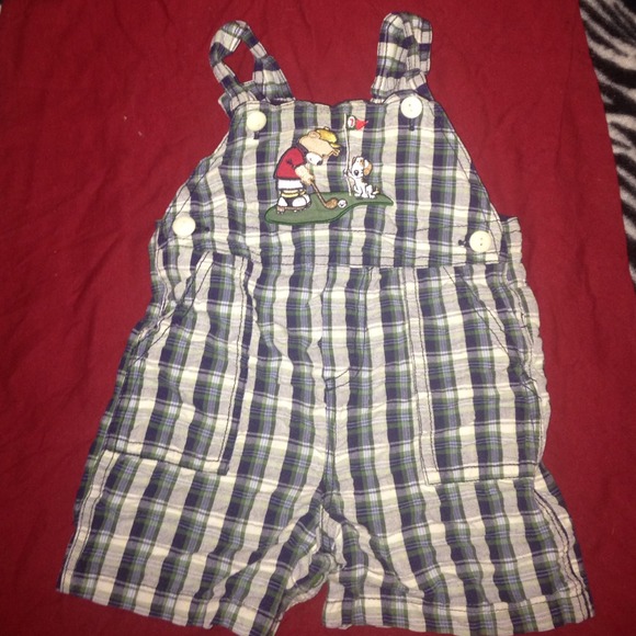 Plaid Shorts Overalls 12M