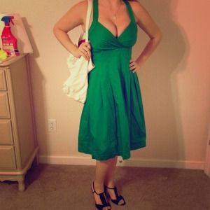 Kelly green Calvin Klein sun dress tea length