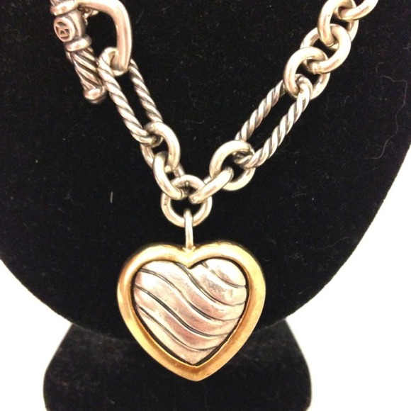 Auth DAVID YURMAN cable heart necklace