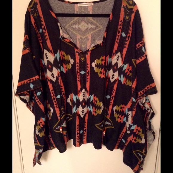 Tribal print poncho