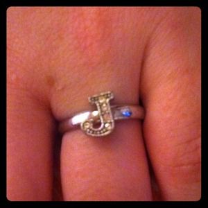 "J" CZ silver ring