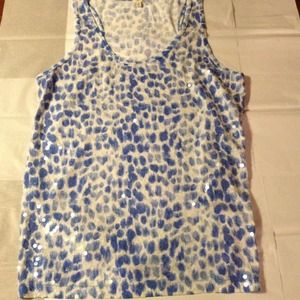 NWT Jcrew Factory spot blue sequin racerback tank