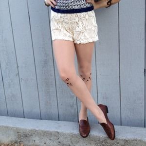 Shorts - Embroidered ivory shorts-sale Shorts - Embroidered ivory shorts-sale