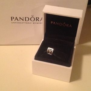 ****Traded****Pandora silver letter "V" charm