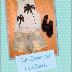 Denim cutoff Shorts with Lace