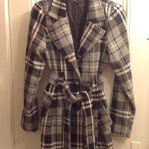 Grey, black and white checkered coat