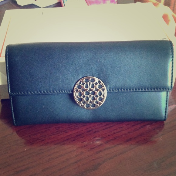 Sold on eBay.,Black Leather Coach Wallet NWT