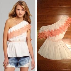 Chelsea & Violet One Shoulder Crotchet Top