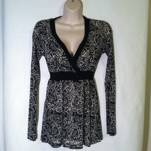 Reduced Sheer long sleeve print blouse