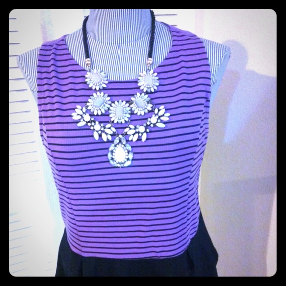 ✳NWOT✳STRIPES PUPLE PEPLUM TOP BY PLANET GOLD.