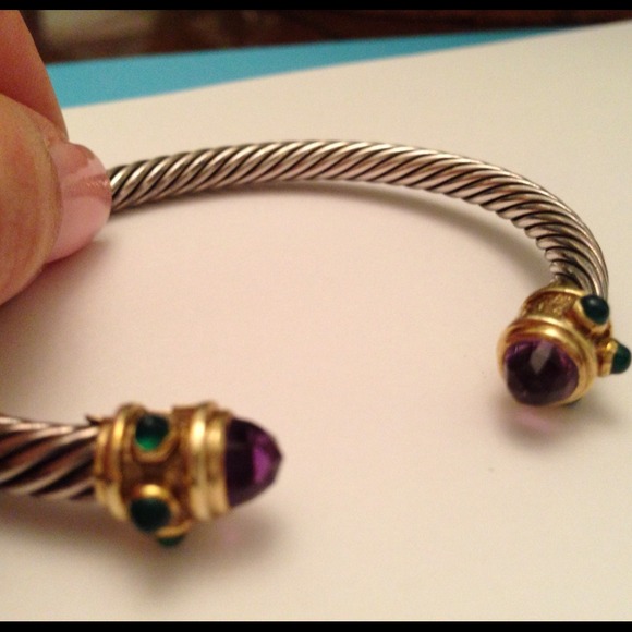 David Yurman 5mm Amethyst Renaissance. SS & 14K. - Picture 2 of 4
