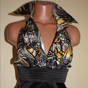 Womens Sexy Satin Halter Top Molded Padded Cups