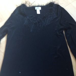 Chicos travelers blouse with fringe neckline