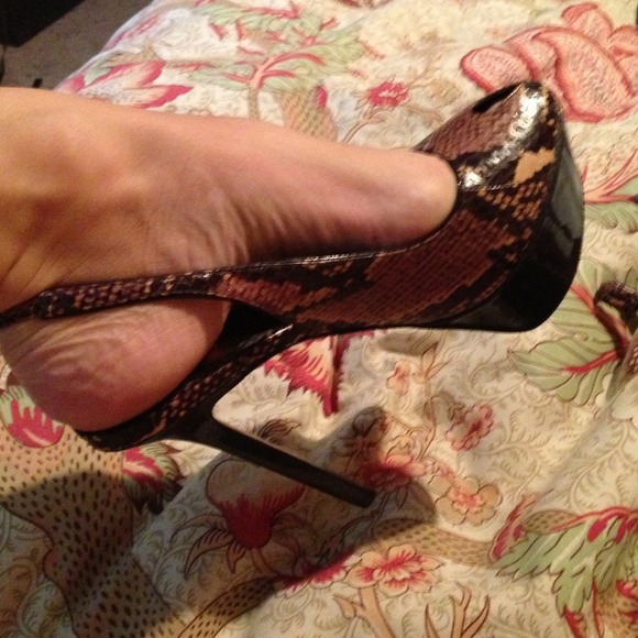 bebe Shoes - Bebe snakeskin platform heels