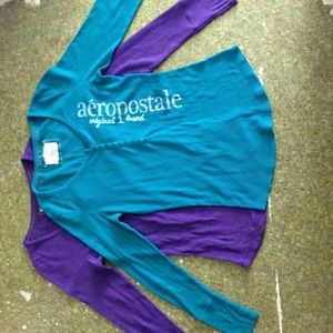 Two Aeropostale long sleeve waffle henley shirts