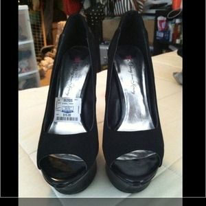 Black Suede platform heels